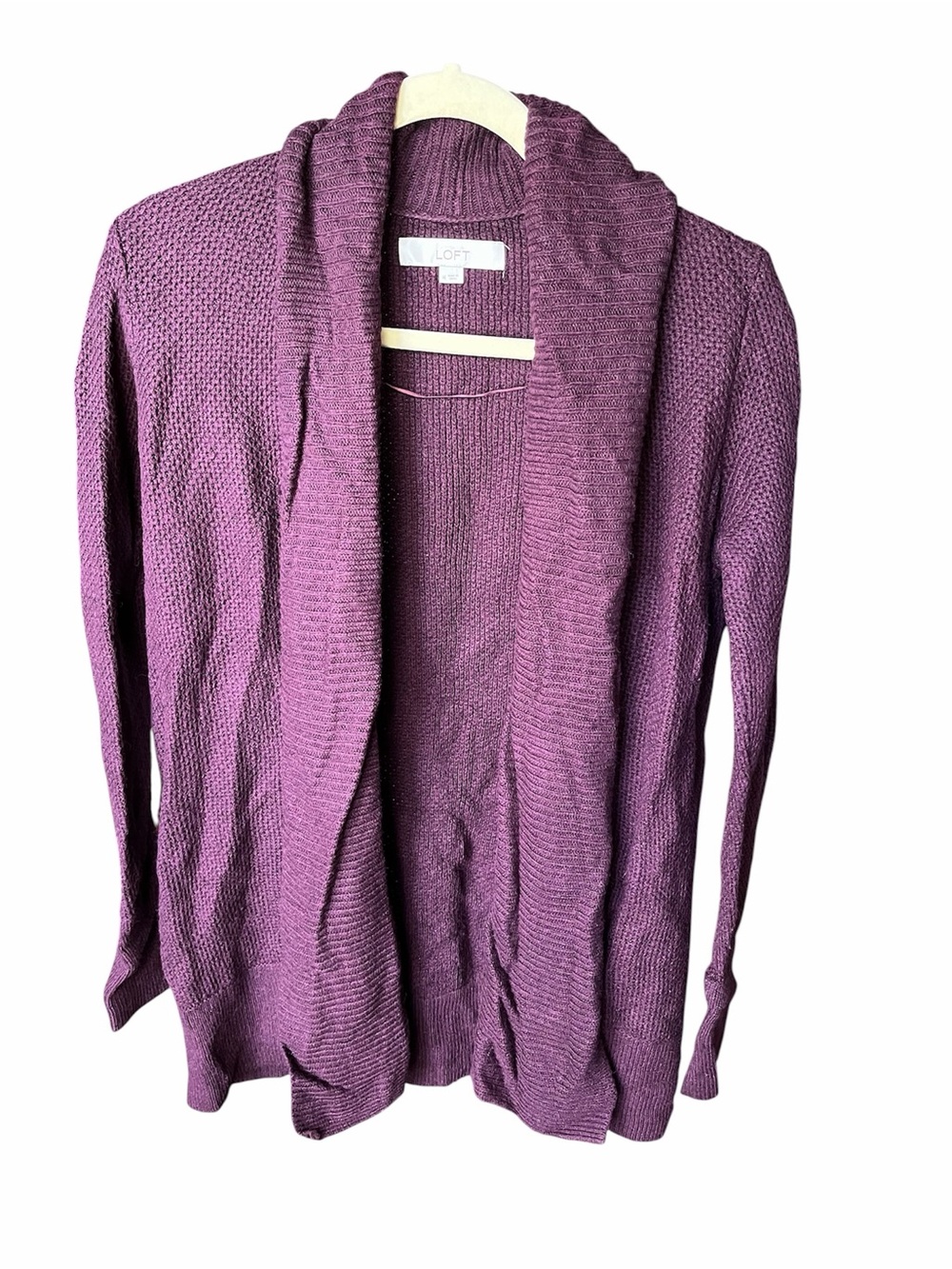 GUC LOFT Purple Textured Open Front Cardigan Sweater